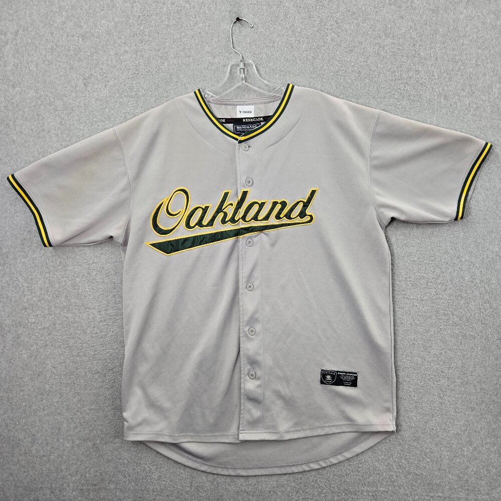 VINTAGE Oakland Athletics Men Jersey Large Gray‎ Logo Renegade Sport Embroidered